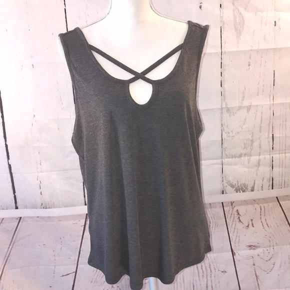 No Boundaries Tops - No Boundaries Gray Spaghetti Strap Tee